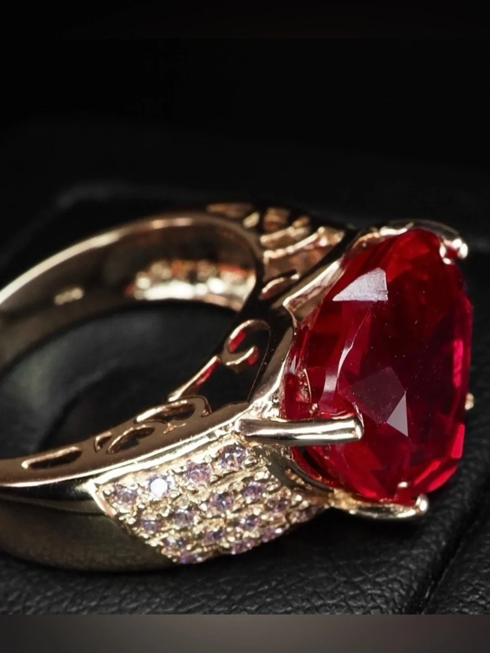 Ruby Heart Pink Sapphire Rose Gold on Silver Ring 7.54ct